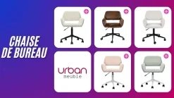 Chaise de bureau en tissu éponge beige réglable en hauteur rotation à 360 degré