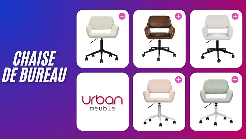 Chaise de bureau en tissu éponge beige réglable en hauteur rotation à 360 degré