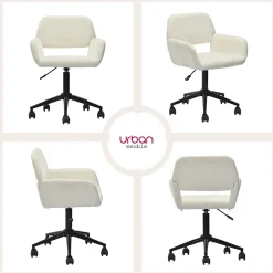 Chaise de bureau en tissu éponge beige réglable en hauteur rotation à 360 degré