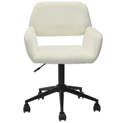 Chaise de bureau en tissu éponge beige réglable en hauteur rotation à 360 degré