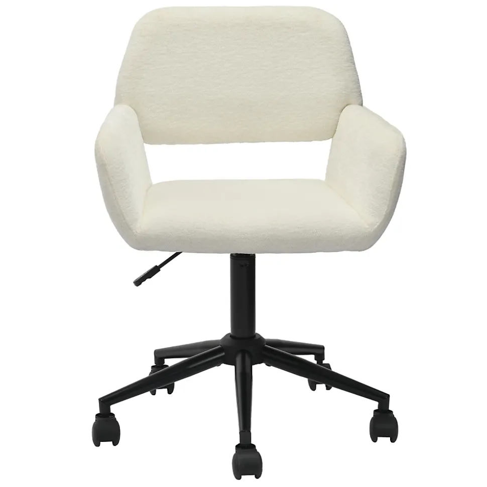 Chaise de bureau en tissu éponge beige réglable en hauteur rotation à 360 degré