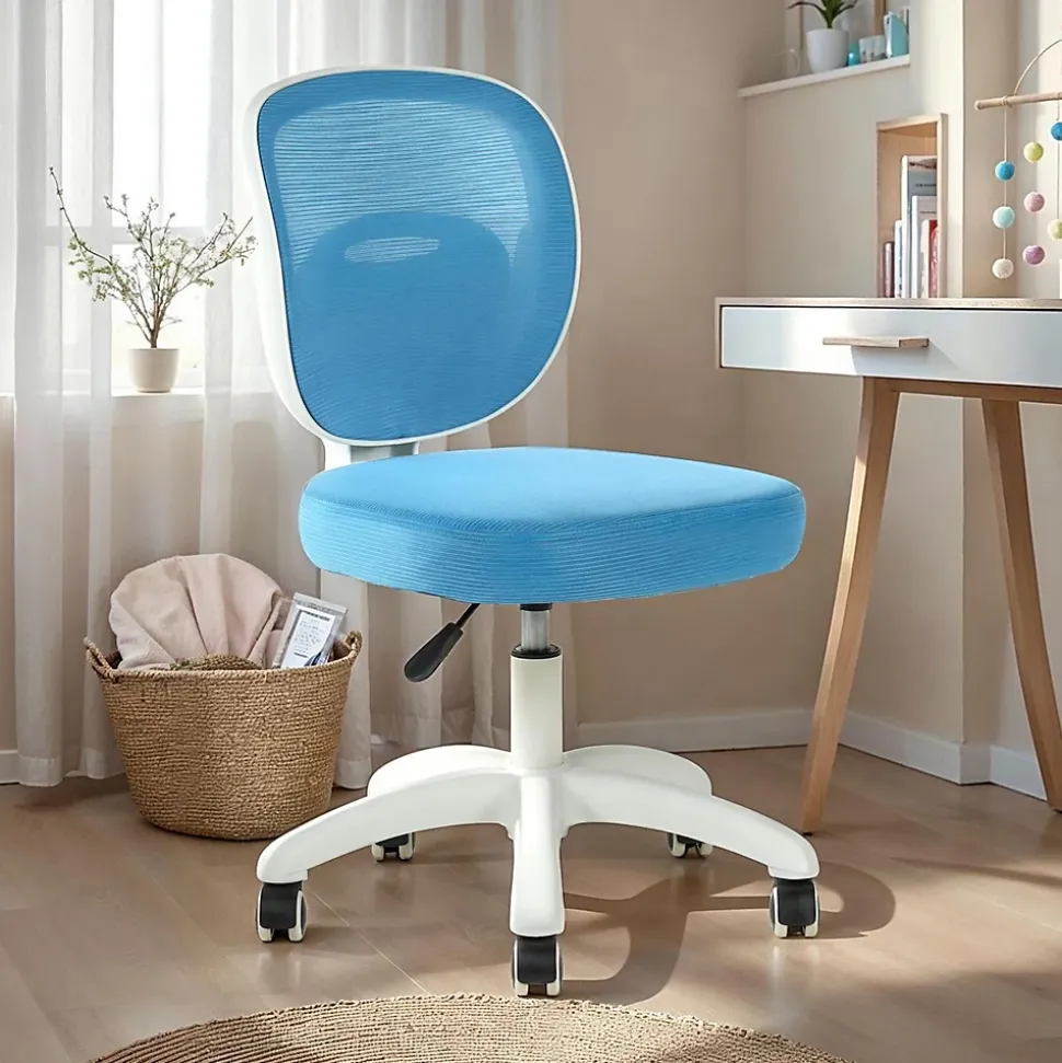 Chaise de bureau enfant MAYLA réglable en tissu mesh - Bleu
