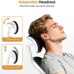 Chaise de Bureau Ergonomique avec Support Lombaire, Accoudoirs et Appuie-tête Réglables
