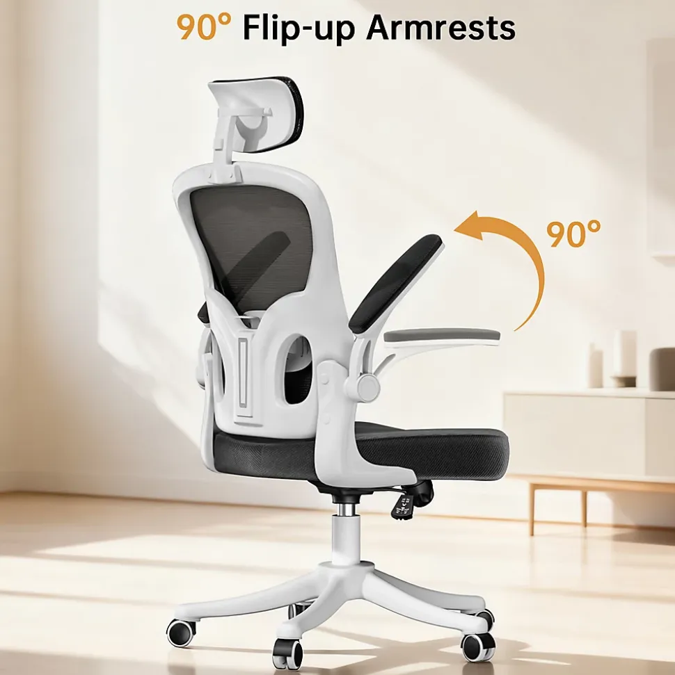 Chaise de Bureau Ergonomique avec Support Lombaire, Accoudoirs et Appuie-tête Réglables