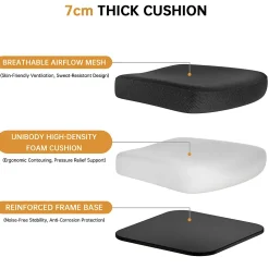 Chaise de Bureau Ergonomique avec Support Lombaire, Accoudoirs et Appuie-tête Réglables