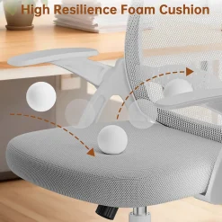 Chaise De Bureau Ergonomique En Maille, Accoudoirs Relevables, Support Lombaire