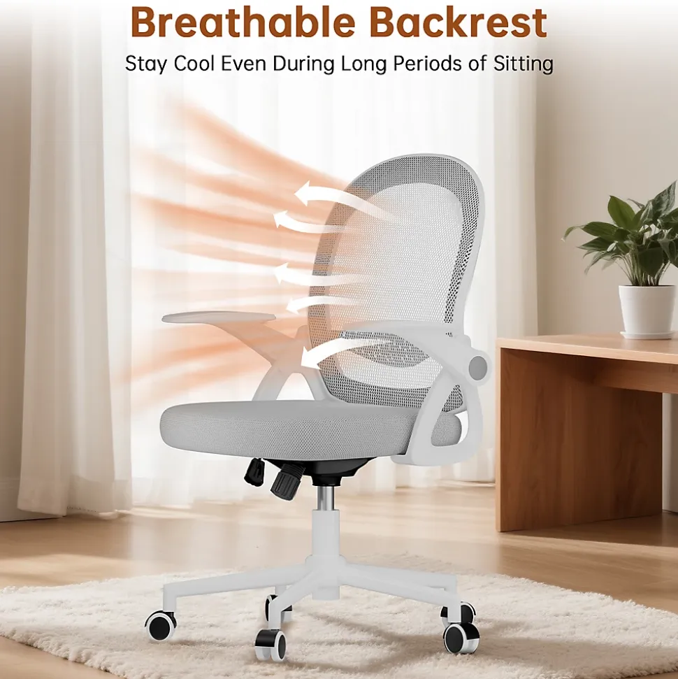 Chaise De Bureau Ergonomique En Maille, Accoudoirs Relevables, Support Lombaire