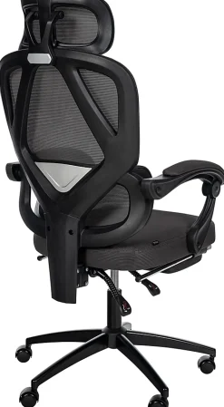 Chaise de bureau ergonomique Gander, appuie-tête réglable, repose-pieds, soutien lombaire, bascule à 135. Noir