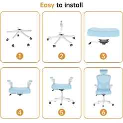 Chaise de Bureau Ergonomique avec Support Lombaire, Accoudoirs et Appuie-tête Réglables