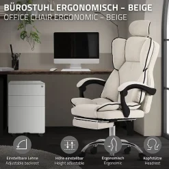 Chaise de bureau ergonomique réglable en hauteur fauteuil de direction pivotant