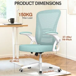 Chaise de bureau ergonomique En Maille Avec Soutien Lombaire, Accoudoirs Réglables