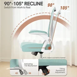 Chaise de bureau ergonomique En Maille Avec Soutien Lombaire, Accoudoirs Réglables