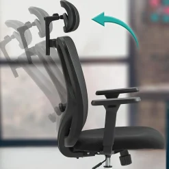 Chaise de bureau ergonomique Bryden, chaise pivotante réglable en hauteur, avec accoudoirs, appuie-tête, max 135 kg. Noir