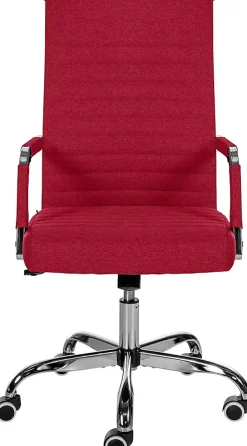 Chaise de bureau ergonomique Amadora, réglable en hauteur, pivotante 360 degrés, similicuir ou tissu. Rouge/Tissu