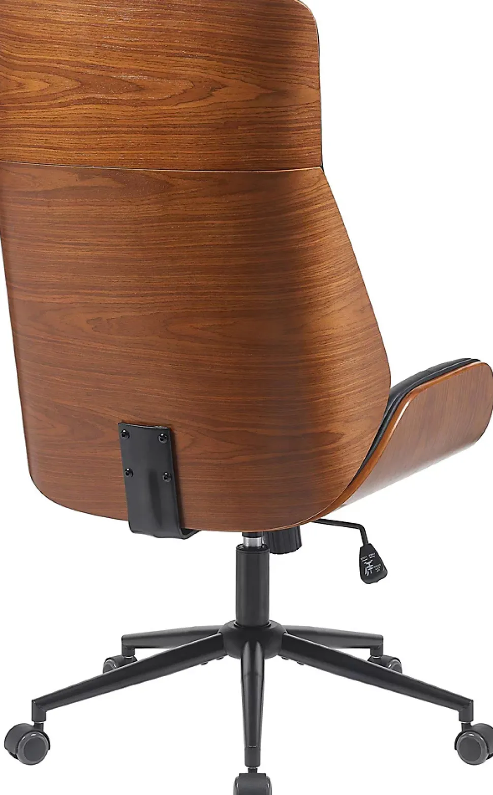 Chaise de bureau ergonomique Martil, aspect Chesterfield, pivotante, réglable en hauteur, bois courbé stratifié Noir
