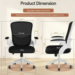 Chaise de Bureau Ergonomique, Hauteur Ajustable & Dossier de Rangement