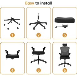 Chaise de Bureau Ergonomique avec Support Lombaire, Accoudoirs et Appuie-tête Réglables