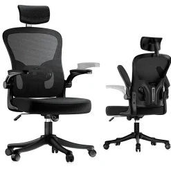 Chaise de Bureau Ergonomique avec Support Lombaire, Accoudoirs et Appuie-tête Réglables