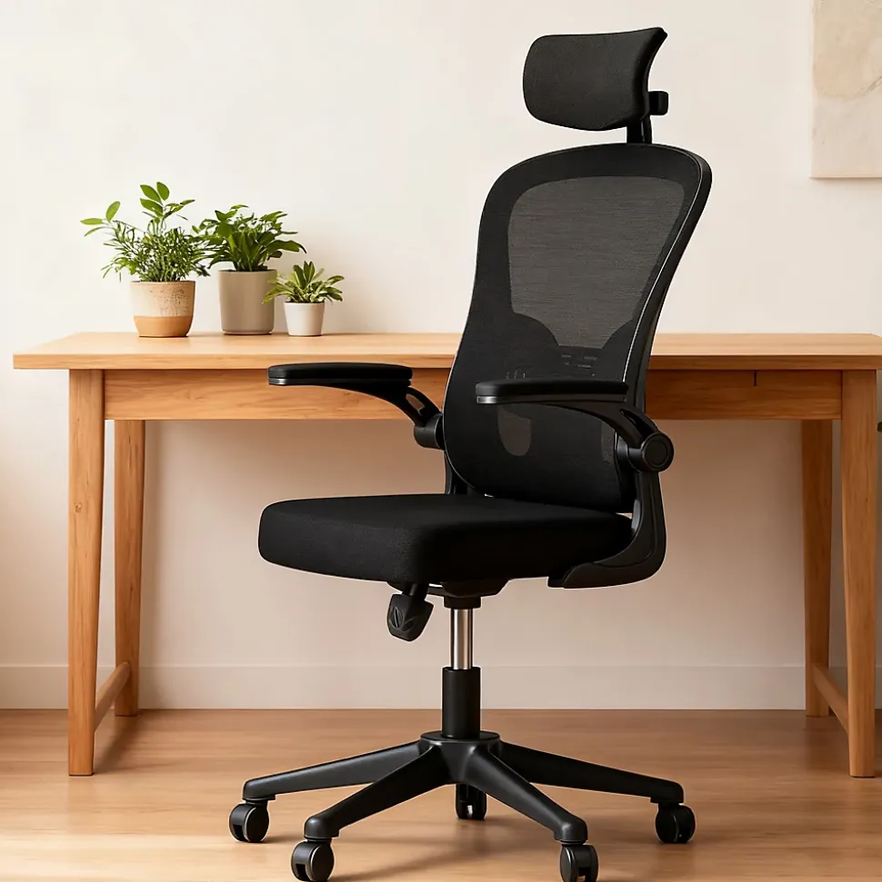 Chaise de Bureau Ergonomique avec Support Lombaire, Accoudoirs et Appuie-tête Réglables