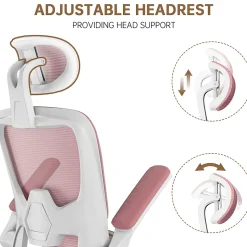 Chaise de Bureau Ergonomique avec Accoudoirs Pliables, Hauteur Réglable, Dossier Respirant