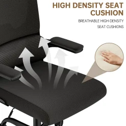 Chaise de Bureau Ergonomique avec Accoudoirs Pliables, Hauteur Réglable, Dossier Respirant