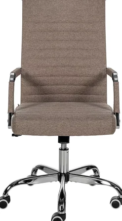 Chaise de bureau ergonomique Amadora, réglable en hauteur, pivotante 360 degrés, similicuir ou tissu. Taupe/Tissu