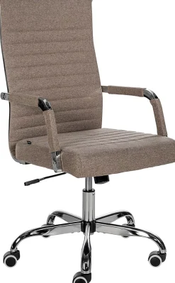 Chaise de bureau ergonomique Amadora, réglable en hauteur, pivotante 360 degrés, similicuir ou tissu. Taupe/Tissu