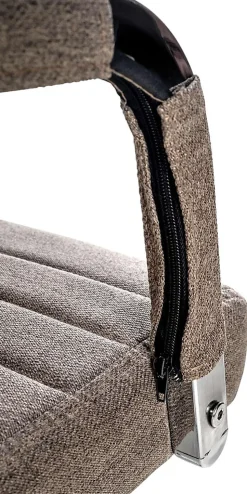Chaise de bureau ergonomique Amadora, réglable en hauteur, pivotante 360 degrés, similicuir ou tissu. Taupe/Tissu