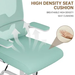 Chaise de Bureau Ergonomique avec Accoudoirs Pliables, Hauteur Réglable, Dossier Respirant