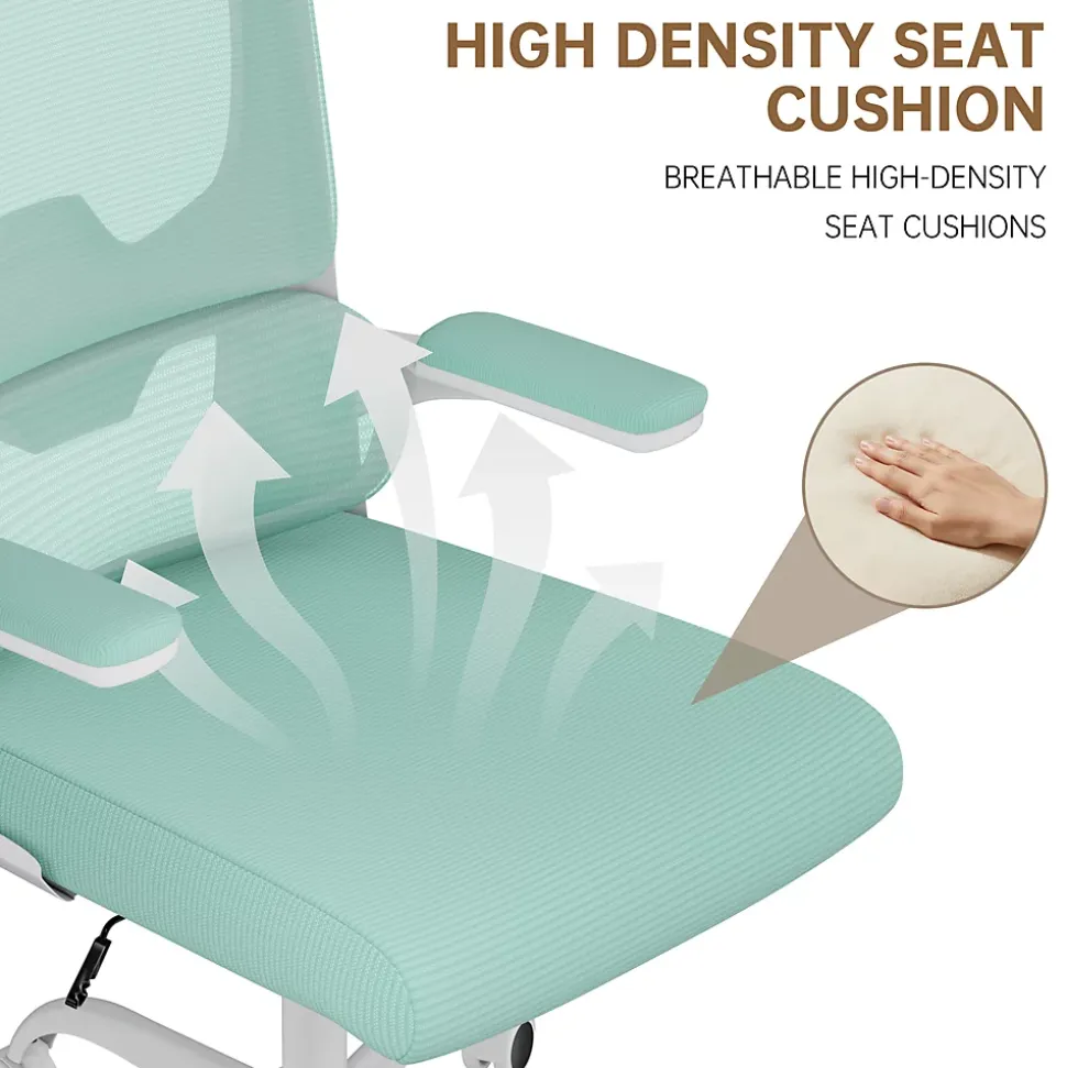 Chaise de Bureau Ergonomique avec Accoudoirs Pliables, Hauteur Réglable, Dossier Respirant