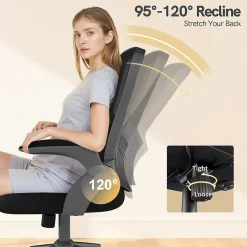 Chaise de Bureau Ergonomique, Hauteur Ajustable & Dossier de Rangement