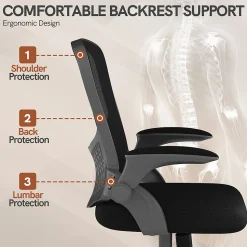 Chaise de Bureau Ergonomique, Hauteur Ajustable & Dossier de Rangement