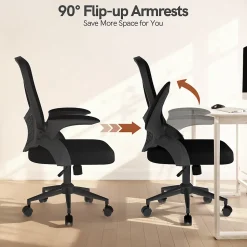 Chaise de Bureau Ergonomique, Hauteur Ajustable & Dossier de Rangement
