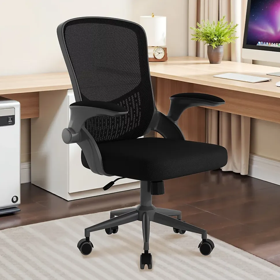 Chaise de Bureau Ergonomique, Hauteur Ajustable & Dossier de Rangement