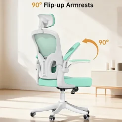 Chaise de Bureau Ergonomique avec Support Lombaire, Accoudoirs et Appuie-tête Réglables