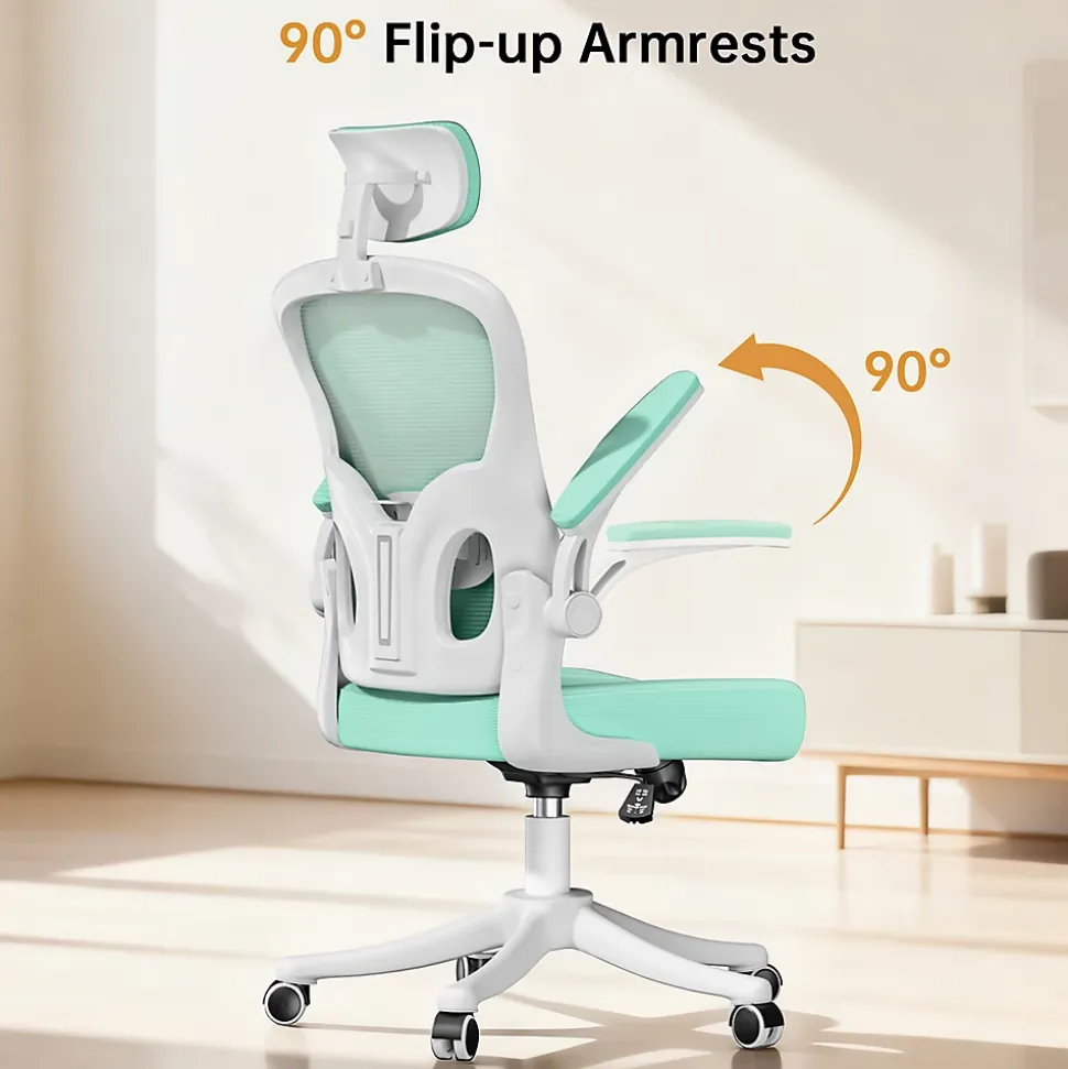 Chaise de Bureau Ergonomique avec Support Lombaire, Accoudoirs et Appuie-tête Réglables