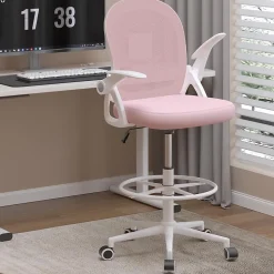 Chaise De Bureau Ergonomique Avec Maille Respirante, Accoudoirs Pliables