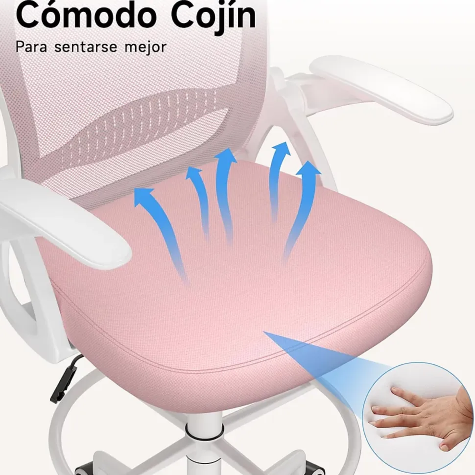 Chaise De Bureau Ergonomique Avec Maille Respirante, Accoudoirs Pliables