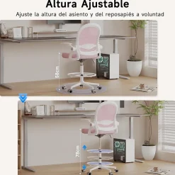 Chaise De Bureau Ergonomique Avec Maille Respirante, Accoudoirs Pliables