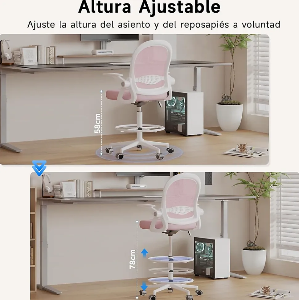 Chaise De Bureau Ergonomique Avec Maille Respirante, Accoudoirs Pliables