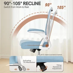 Chaise de bureau ergonomique En Maille Avec Soutien Lombaire, Accoudoirs Réglables
