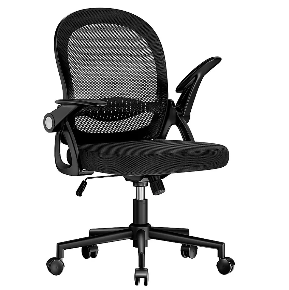 Chaise De Bureau Ergonomique En Maille, Accoudoirs Relevables, Support Lombaire