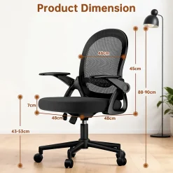 Chaise De Bureau Ergonomique En Maille, Accoudoirs Relevables, Support Lombaire