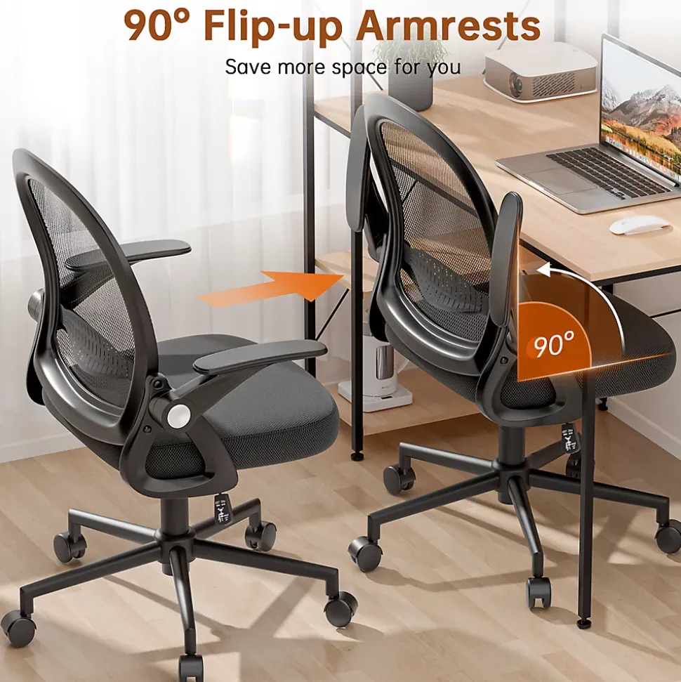 Chaise De Bureau Ergonomique En Maille, Accoudoirs Relevables, Support Lombaire