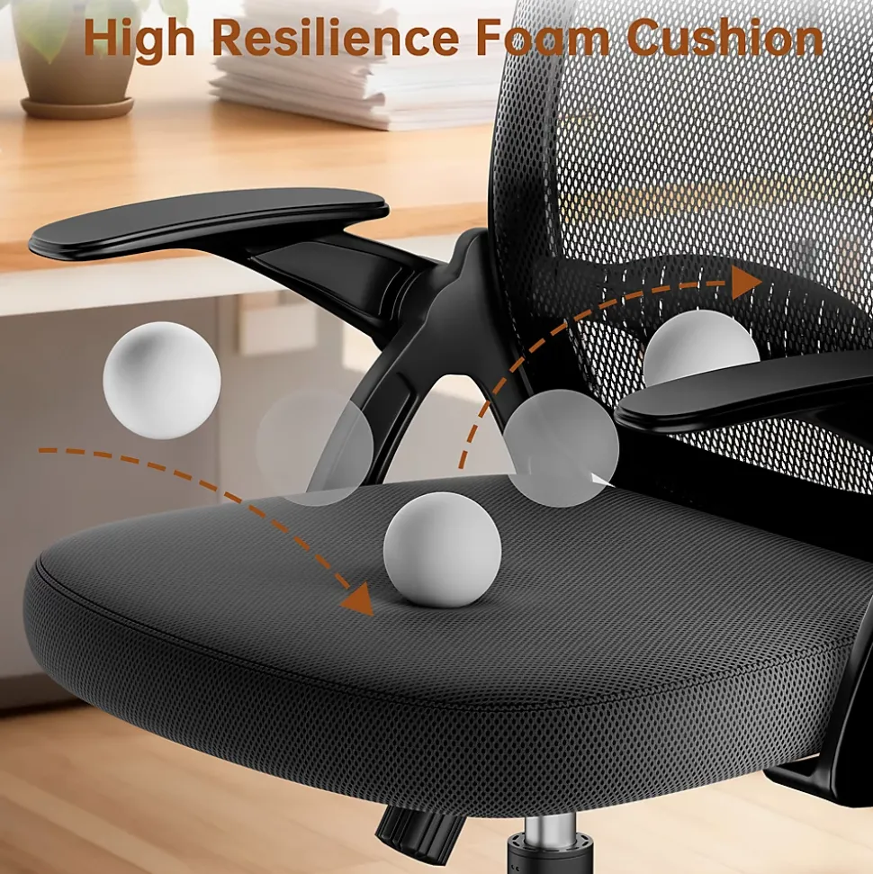 Chaise De Bureau Ergonomique En Maille, Accoudoirs Relevables, Support Lombaire
