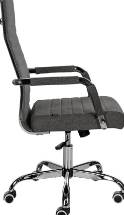 Chaise de bureau ergonomique Amadora, réglable en hauteur, pivotante 360 degrés, similicuir ou tissu. Grisfoncé/Tissu