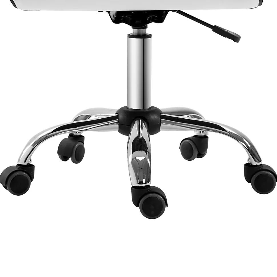 Chaise de bureau ergonomique, réglable en hauteur, confortable, cuir blanc, supporte jusqu'à 120 kg, idéale pour salon ou bureau