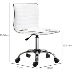 Chaise de bureau ergonomique, réglable en hauteur, confortable, cuir blanc, supporte jusqu'à 120 kg, idéale pour salon ou bureau