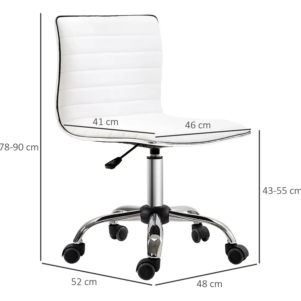 Chaise de bureau ergonomique, réglable en hauteur, confortable, cuir blanc, supporte jusqu'à 120 kg, idéale pour salon ou bureau