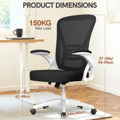 Chaise de bureau ergonomique En Maille Avec Soutien Lombaire, Accoudoirs Réglables